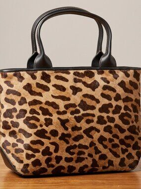 Vintage TANNER Italy Leopard Print Faux Fur Shoulder Bag Purse